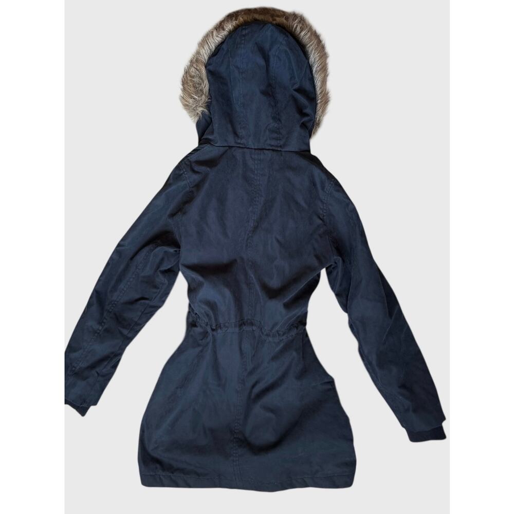 A&F Ultra Parka navy winter coat extra small faux-fur hood clinched waist 3-way - Picture 9 of 11